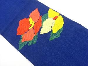アンティーク　手織り紬花模様織り出し名古屋帯